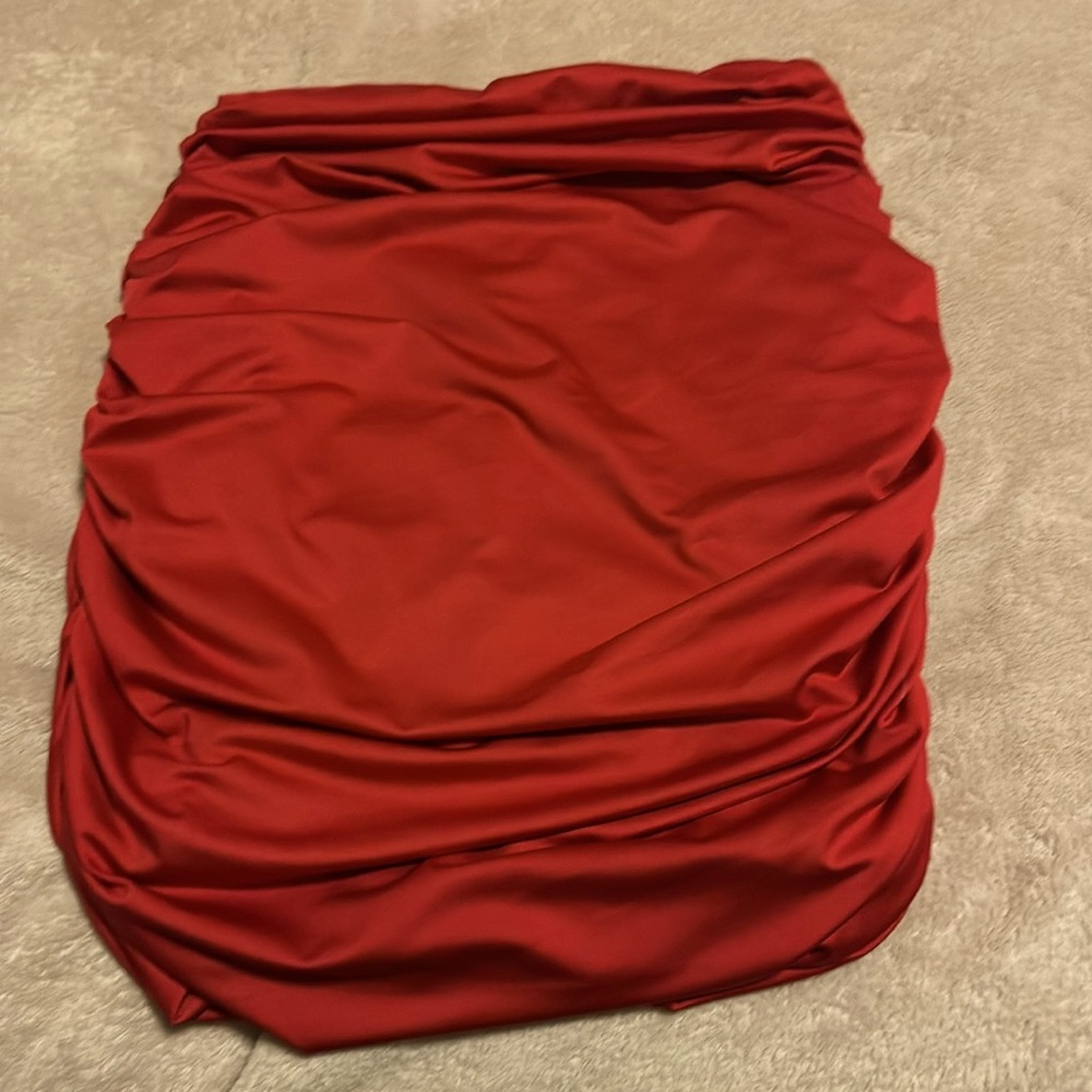 red mini skirt